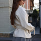Megan Tailored Wool Blend Coat in Ivory