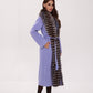 Genuine Silver Fox Virgin Wool Wrap Coat in Lavender