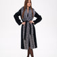 Genuine Silver Fox Virgin Wool Wrap Coat in Black
