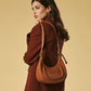 Ornella (cognac) - Italian calf leather women's crossbody bag (with shoulder strap)