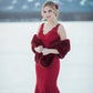 Red Bridal Fur Shawl with Fleece Lining (Audrey Red05)