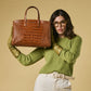 Valentina (cognac) - Italian calf leather women's handbag (with shoulder strap)