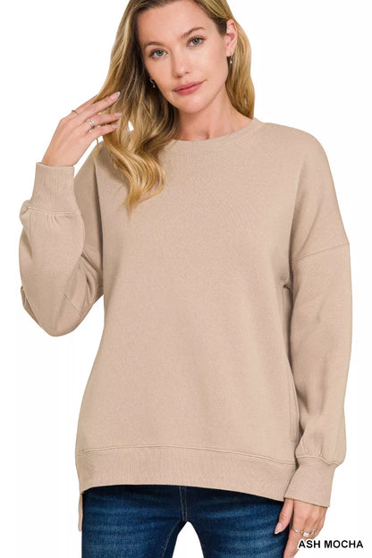 Zenana Full Size Fleece Hi-low Boyfriend Sweatshirts with Pockets Plus Size - Farnelli