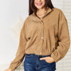 Perfee Long Sleeve Dropped Shoulder Jacket - Camel