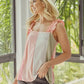 BiBi Cotton Span Color Block Ruffle Band Shoulder Tank - Farnelli