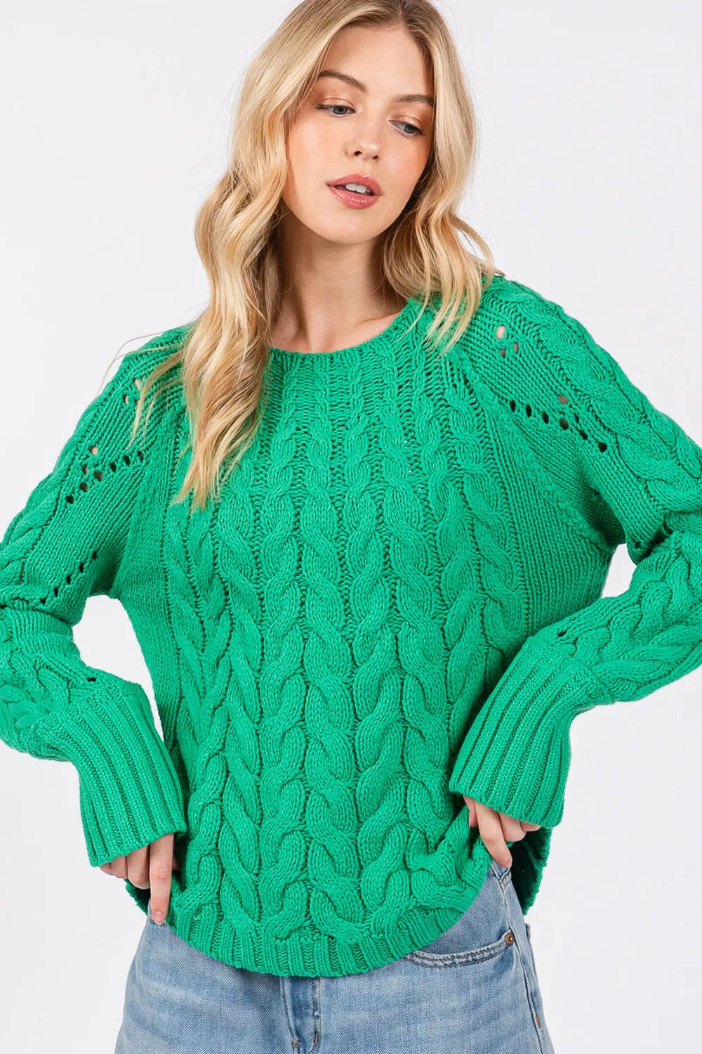 SAGE + FIG Cable-Knit Long Sleeve Sweater - Farnelli