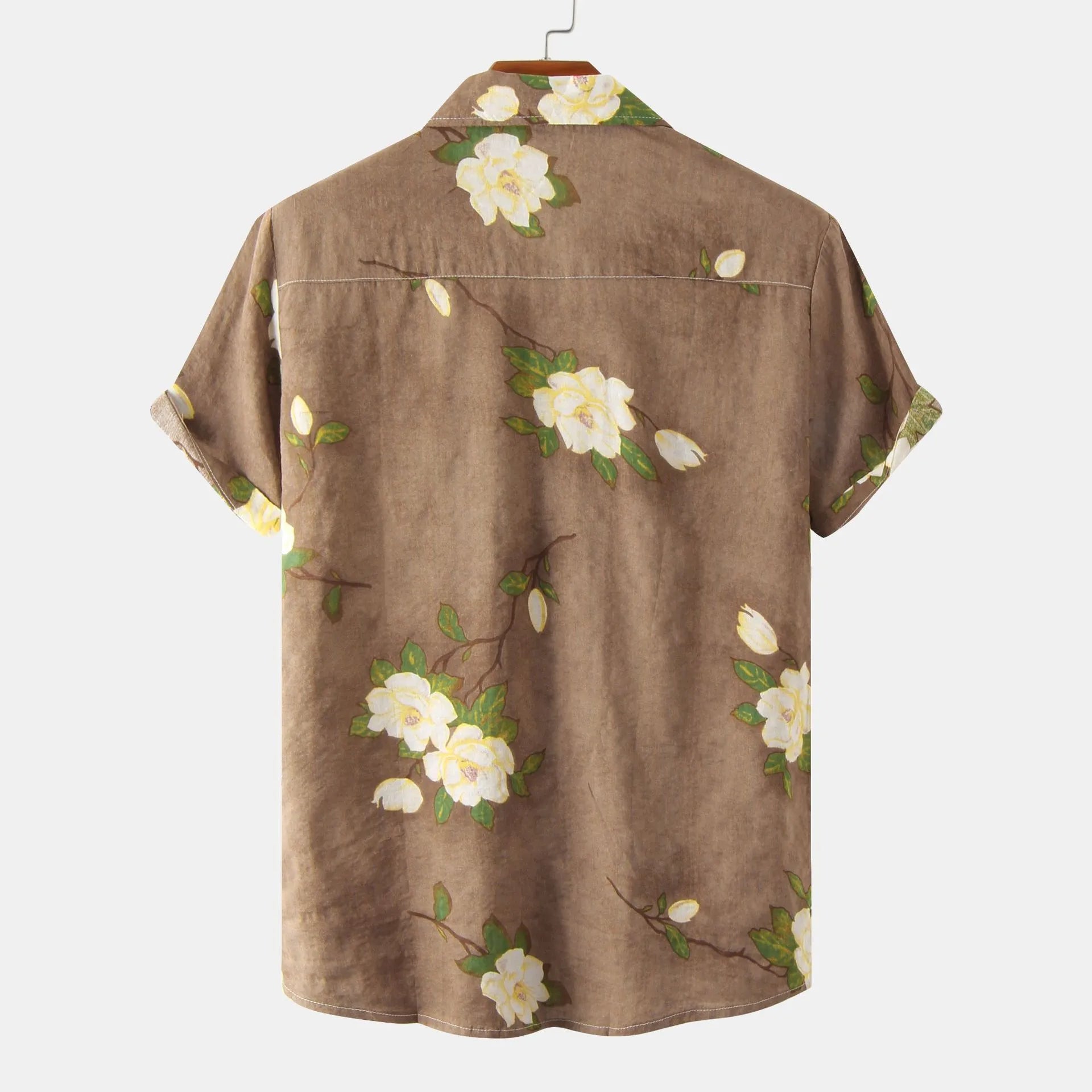 Men's Plus Size Floral Print Short Sleeve Button Down Shirt - Farnelli