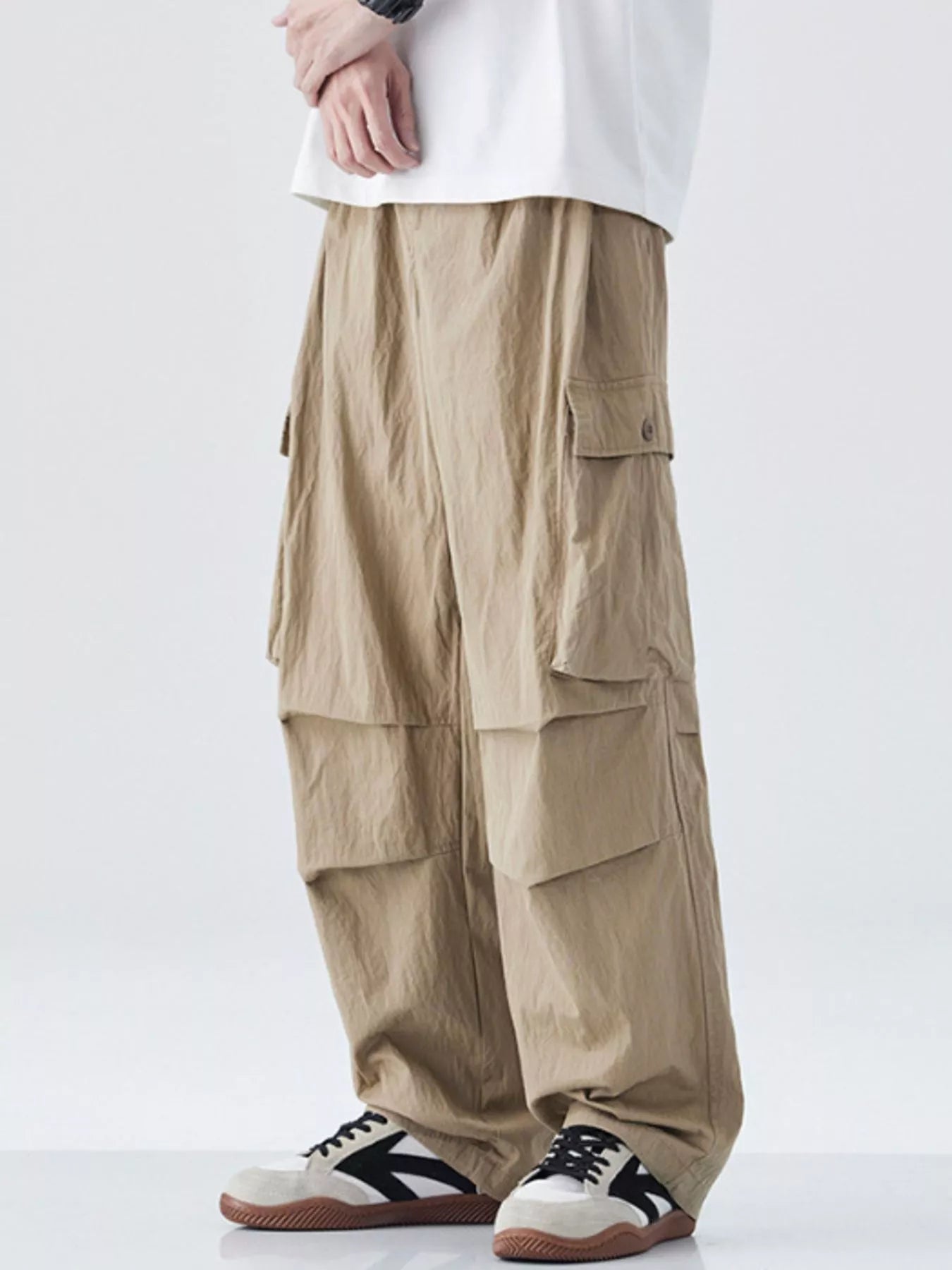 Men's Drawstring Wide Leg Cargo Pants - Farnelli