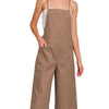 Zenana Woven Spaghetti Strap Overalls - MOCHA