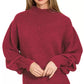 Zenana Balloon Sleeve Mock Neck Sweater - Farnelli