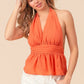 BiBi Back Open With Halter Neck Wrinkled Tank Top - Farnelli