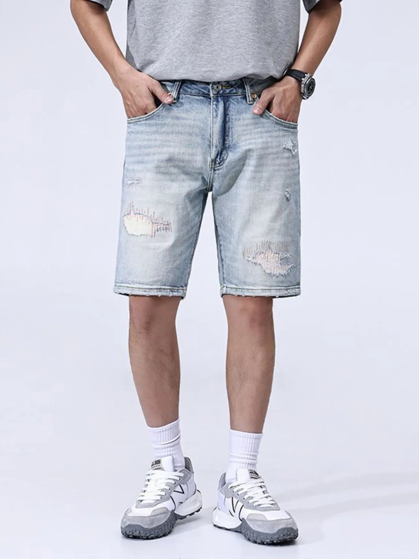 Men's Distressed Denim Shorts - Farnelli