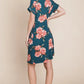BOMBOM Floral Round Neck Short Tee Dress with Pockets - Farnelli