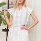 ADORA Solid Cap Sleeve Button Up Shirt - Farnelli