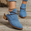 Contrast Canvas Low Heel Boots - Cerulean