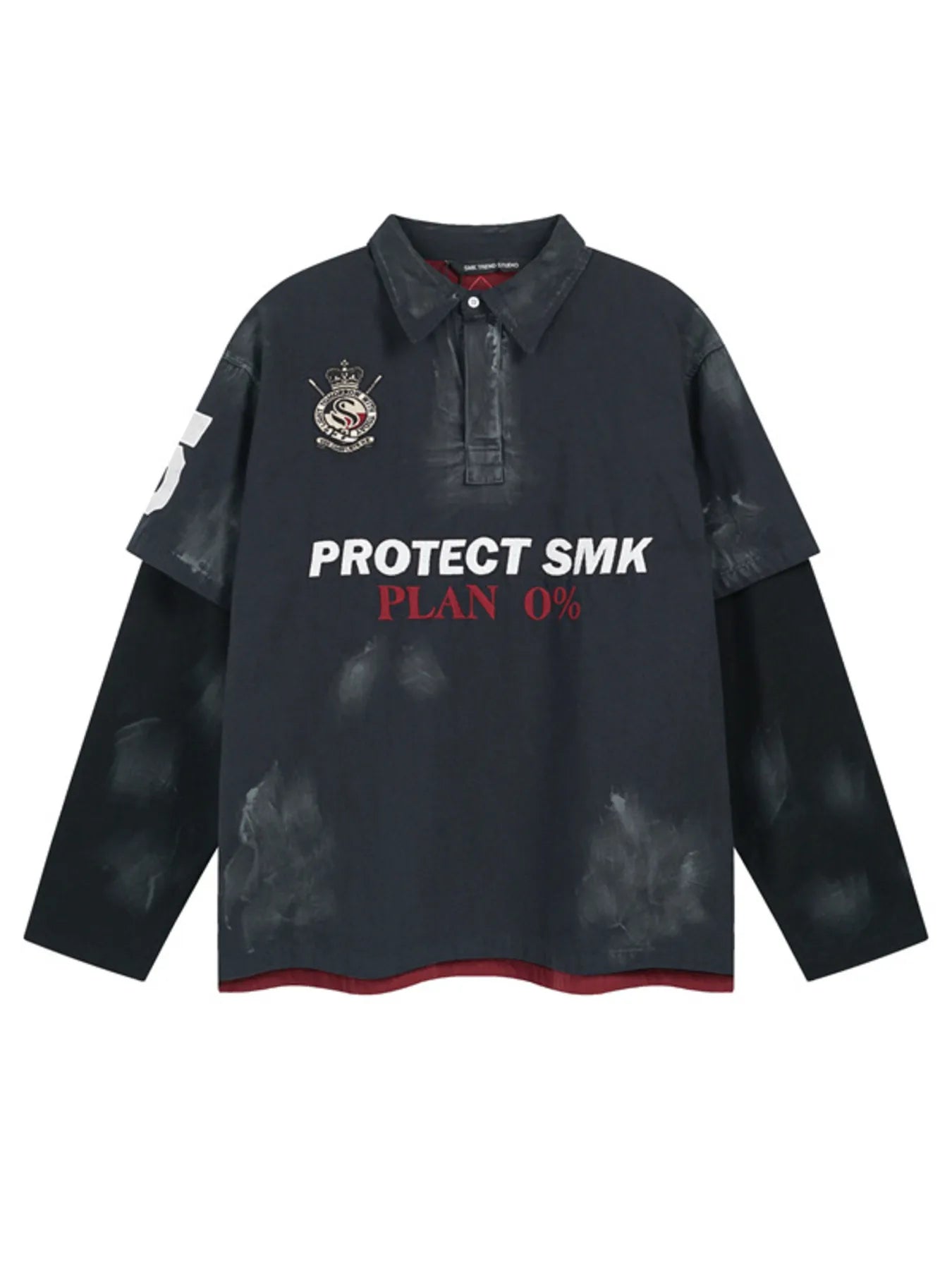 Men's Letter Graphic Long Sleeve Polo - Farnelli