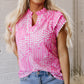 Cynthia Ric Rac Trim Flutter Sleeve Notch V Neck Blouse - Farnelli