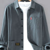 Men's Plus Size Button Up Long Sleeve Shirt - Dark Gray
