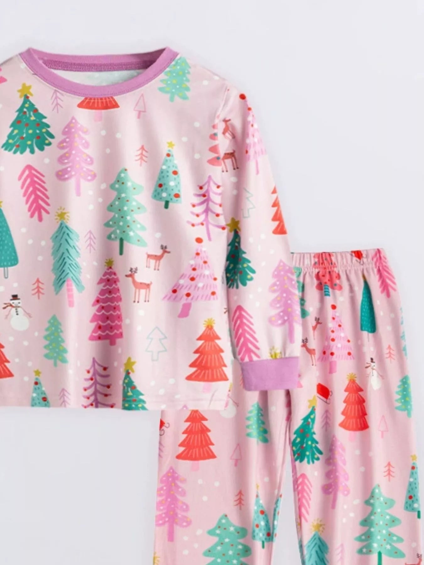 Children's Christmas Tree Print Pajama Set - Farnelli