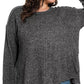 Zenana Full Size Brushed Hacci Exposed Seam Hi Low Sweater Plus Size - Farnelli