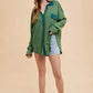 Annie Wear Waffle-Knit Mineral Washed Button Down Shirt - Farnelli