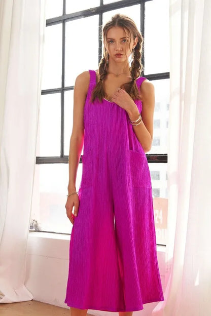 ADORA Textured Wide-Leg Jumpsuit - Farnelli