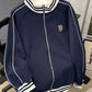Men's Plus Size Striped Trim Zip-Up Sweatshirt - Farnelli