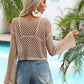 Hollow Out Boat Neck Flare Sleeve Cover-Up - Farnelli