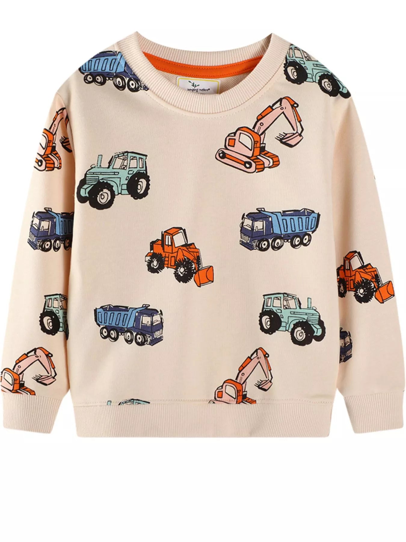 Children's Cartoon Vehicle Print Crew Neck Sweatshirt - Farnelli