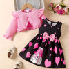 Children's Bow Dress & Ruffle Trim Cardigan Set - Blush Pink
