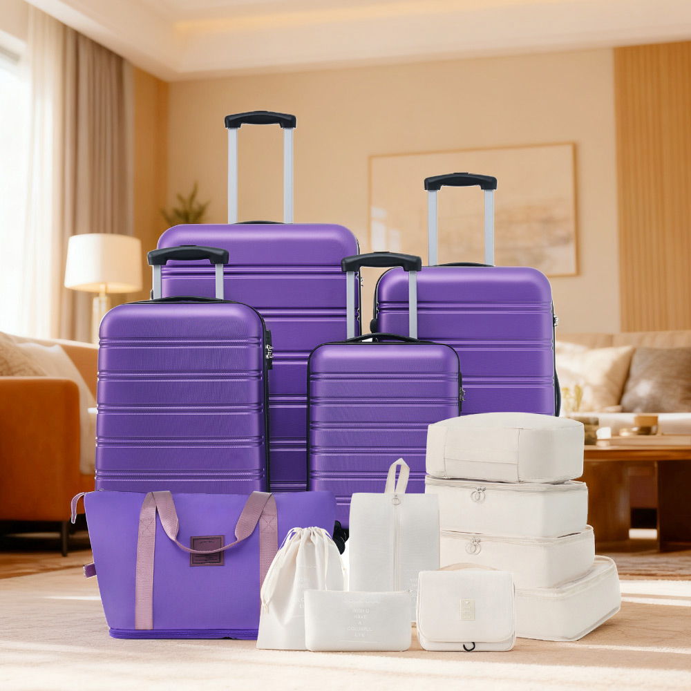 HouseOfZazla 4-piece hardshell luggage set with TSA locks and spinner wheels in multiple colors