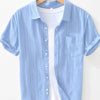 Men's Plus Size Button Up Short Sleeve Shirt - Blue