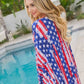 And The Why American Flag Print Dolman Sleeve Kimono Cardigan - Farnelli