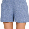 Zenana Soft Melange Hacci Elastic Waisted Shorts - LT NAVY