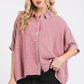 Mittoshop Mineral Wash Gauze Dolman Sleeve Button Down Shirt - Farnelli