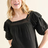And The Why Square Neck Ruffled Blouse - BLACK