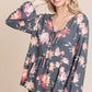 Super Lady Full Size Babydoll Floral Long Sleeve Blouse - Farnelli