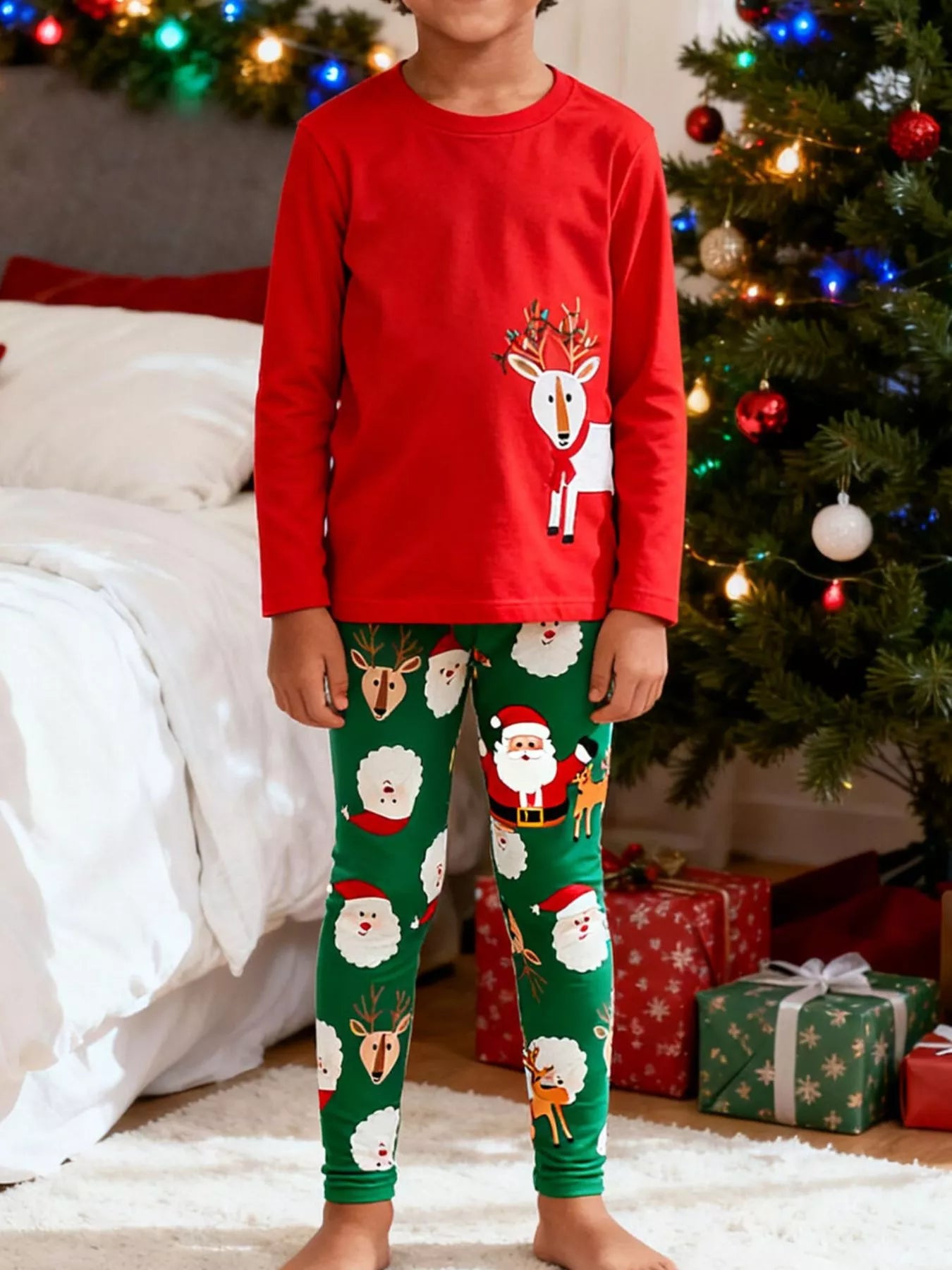 Children's Reindeer & Santa Christmas Pajama Set - Farnelli