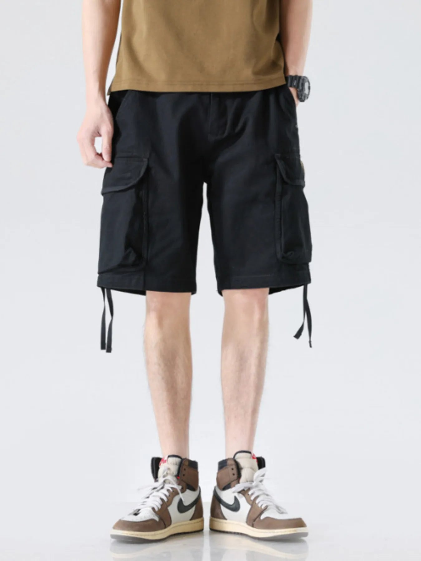 Men's Drawstring Wide Leg Cargo Shorts - Farnelli