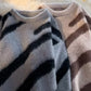 Men's Striped Fuzzy Knit Pullover Sweater - Farnelli