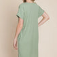 BOMBOM Ribbed Round Neck Short Sleeve Dress - Farnelli