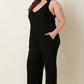 Mittoshop Rib Knit V-Neck Cross Back Jumpsuit - Farnelli