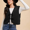 Annie Wear V-Neck Tie Detail Vest Coat - Black