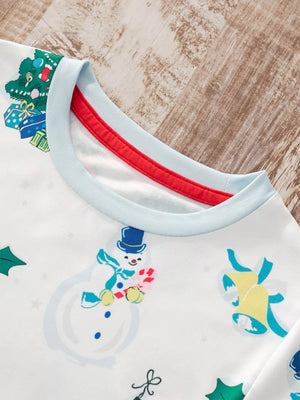 Children's Christmas Round Neck Top and Pants Set - Farnelli