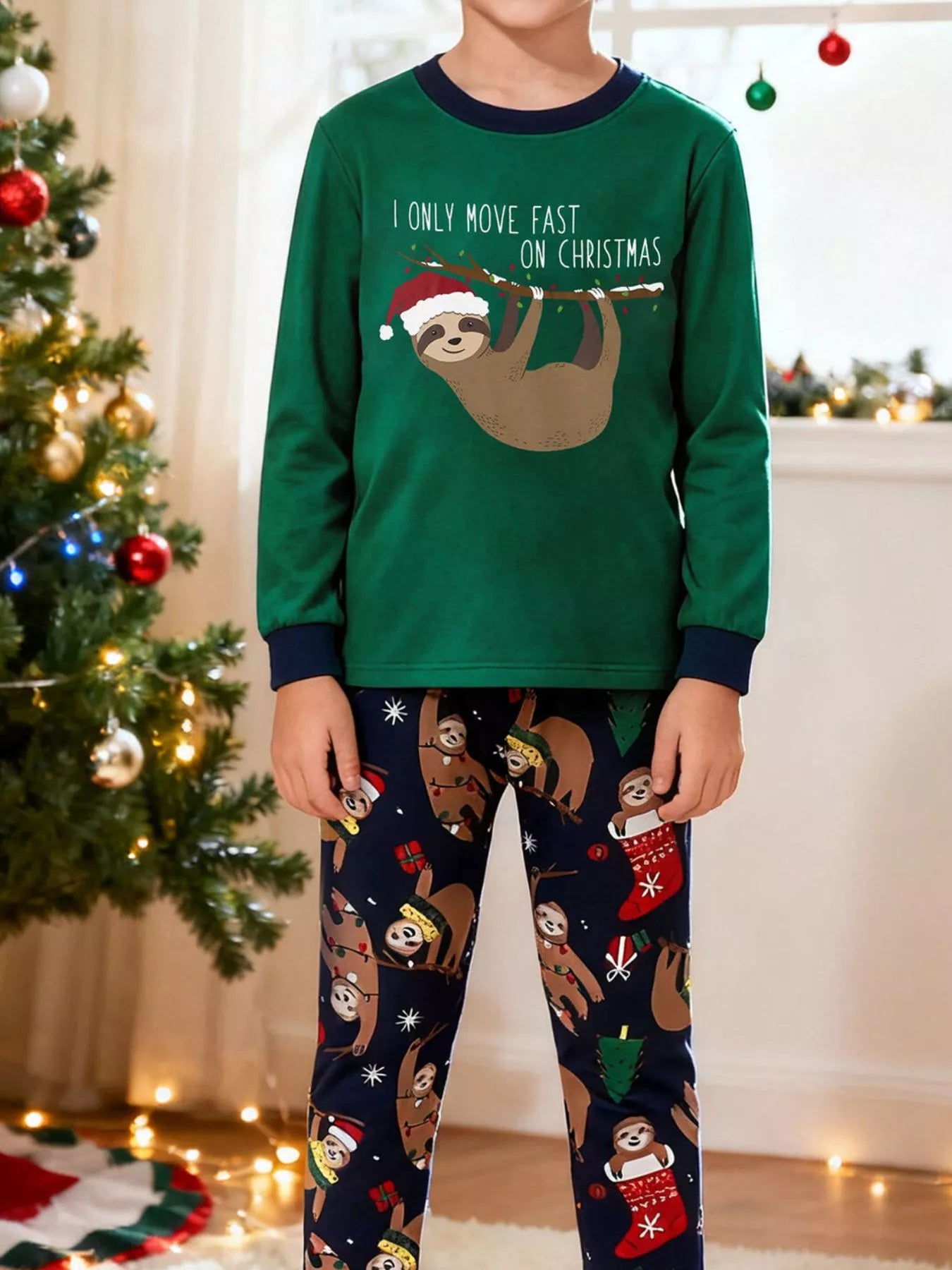 Children's Christmas Sloth Long Sleeve Pajama Set - Farnelli