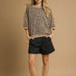 Umgee Leopard Knit Jacquard Puff Sleeve Sweatshirt - Farnelli