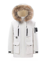 Men's Full Size Fur Hooded Winter Parka Coat Plus Size - Farnelli