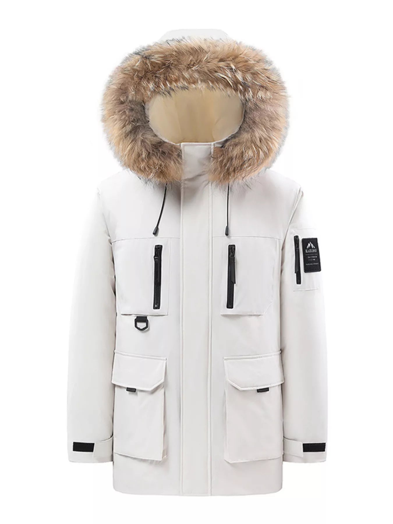 Men's Full Size Fur Hooded Winter Parka Coat Plus Size - Farnelli