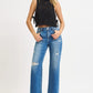 RISEN Full Size High Rise Ankle Straight Front Body Distressed Jeans Plus Size - Farnelli