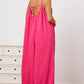 Double Take Full Size Ruffle Trim Tie Back Cami Jumpsuit with Pockets - Farnelli